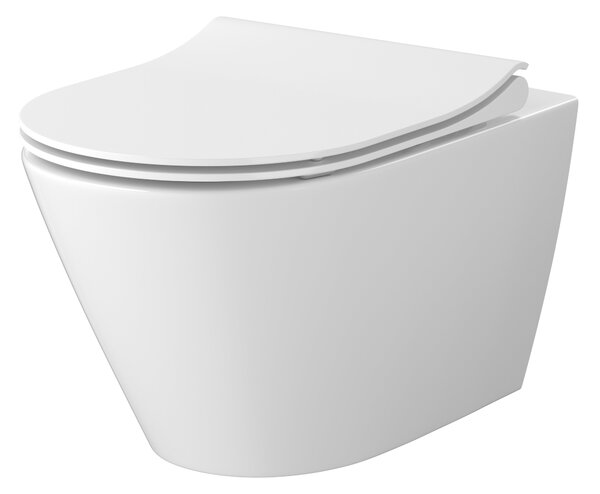 Cersanit City vas wc cu capac soft-close agăţat fără margine cu spălare turbionară alb lucios S701-883