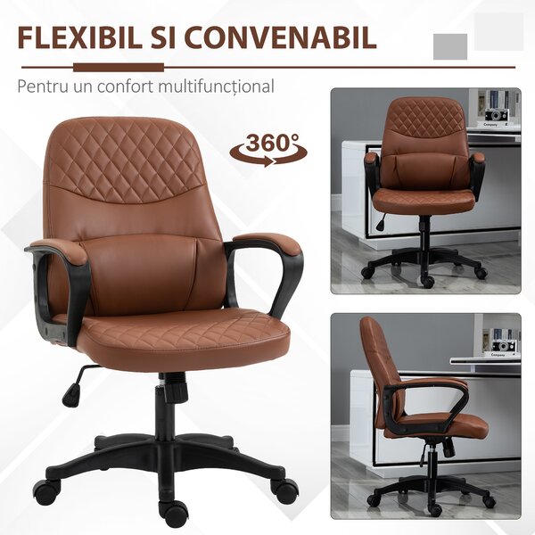 Vinsetto Scaun de birou ergonomic cu 2 Puncte pentru Masaj, Port USB, Piele Ecologică, Maro, 59x63x92-101cm | Aosom Romania