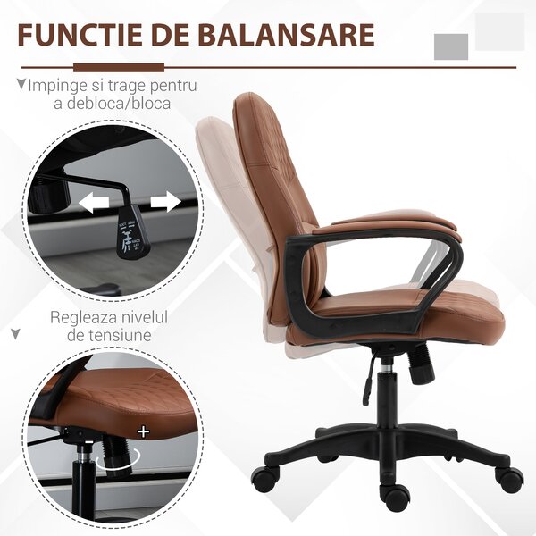 Vinsetto Scaun de birou ergonomic cu 2 Puncte pentru Masaj, Port USB, Piele Ecologică, Maro, 59x63x92-101cm | Aosom Romania