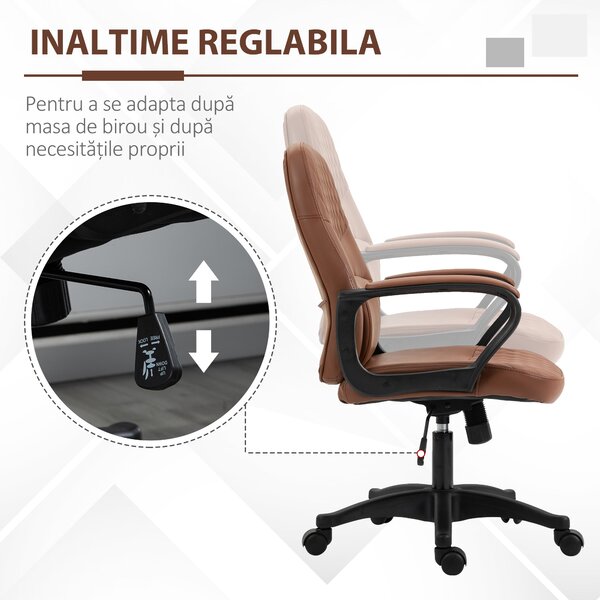 Vinsetto Scaun de birou ergonomic cu 2 Puncte pentru Masaj, Port USB, Piele Ecologică, Maro, 59x63x92-101cm | Aosom Romania