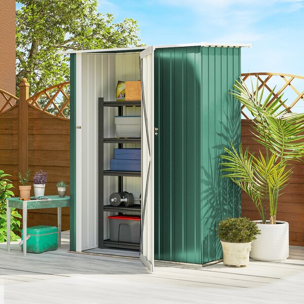 Outsunny Magazie Grădină Dulap pentru Scule 142x84x189cm Din Otel Impermeabil Verde Inchis | Aosom Romania