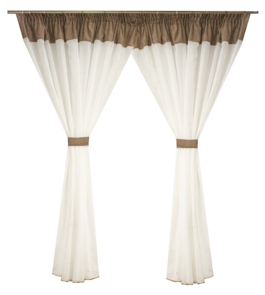 Perdea Velaria in ivoire si tafta maro, 400x148 cm