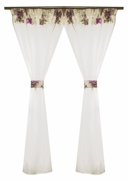 Perdea Velaria santana ivoire si flori, 180x170 cm
