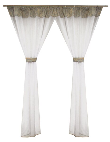 Perdea Velaria in alb cu model vegetal, 240x165 cm