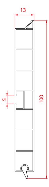 Plinta PVC pentru mascare picioare bucatarie, L=2000 mm, H=100/120/150 mm, l=13 mm, 1 canal pentru clips, finisaj alb
