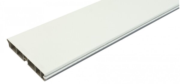 Plinta PVC pentru mascare picioare bucatarie, L=2000 mm, H=100/120/150 mm, l=13 mm, 1 canal pentru clips, finisaj alb