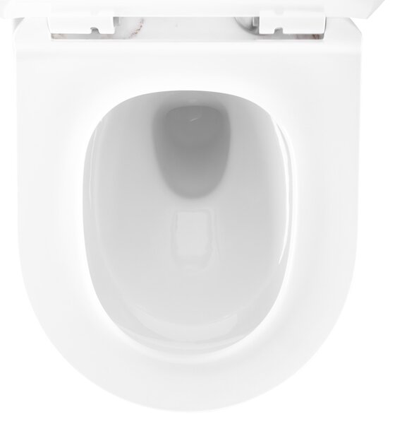 Rea Carter Tornado, vas de toaletă suspendat 49x37x35 cm + capac WC, imitație de piatră - Aiax Shiny, REA-C6390