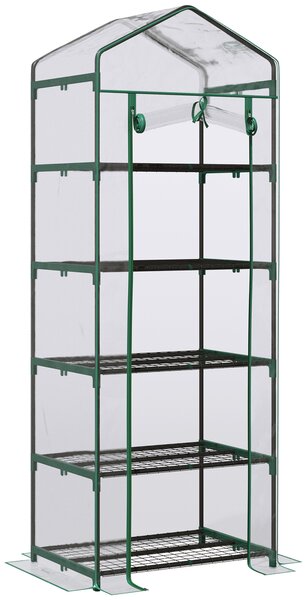 Mini Sera de Gradina si Terasa cu 5 Etajere pentru Plante Gradina de Legume, fructe, ierburi din Otel si PVC, 69x49x193cm Outsunny | Aosom Romania