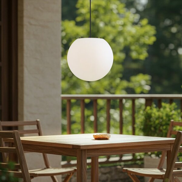 Lindby Lampa de exterior Alea, albă, din plastic, Ø 38 cm, reglabil, Alb, Plastic, Modern
