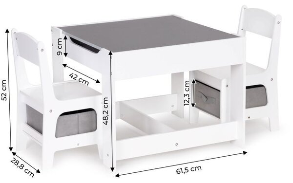 Set de mobilier pentru copii: masă din lemn + 2 scaune