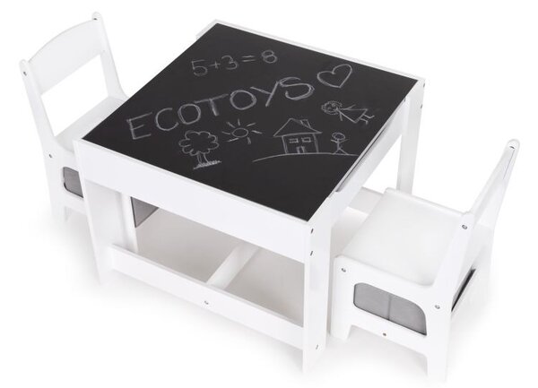 Set de mobilier pentru copii: masă din lemn + 2 scaune