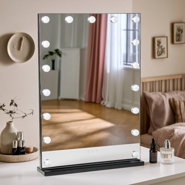 BRILAGI - Oglindă de machiaj LED reglabilă HOLLYWOOD LED/15W/230V 55x77 cm neagră