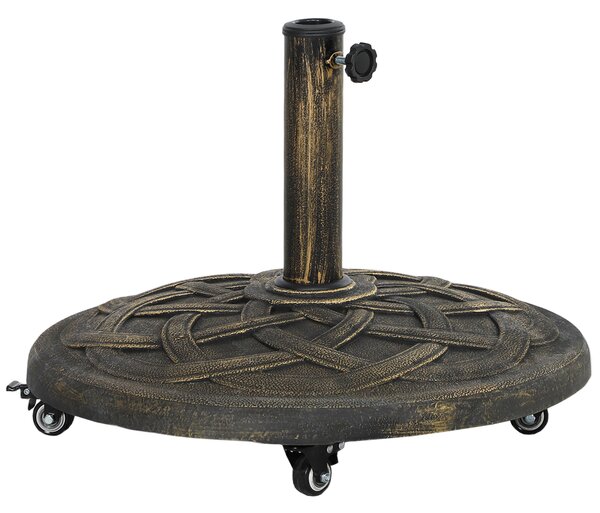 Outsunny Bază Rotundă pentru Umbrelă cu Roți, Bază Ponderată de 20 kg din Rășină, Suport pentru Umbrele de 3,3 cm/3,8 cm/4,8 cm pentru Exterior, Grădină, Piscină, Bronz | Aosom Romania