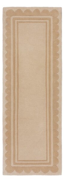 Covor tip traversă în culoare naturală țesut manual din lână 80x230 cm Lois Scallop – Flair Rugs