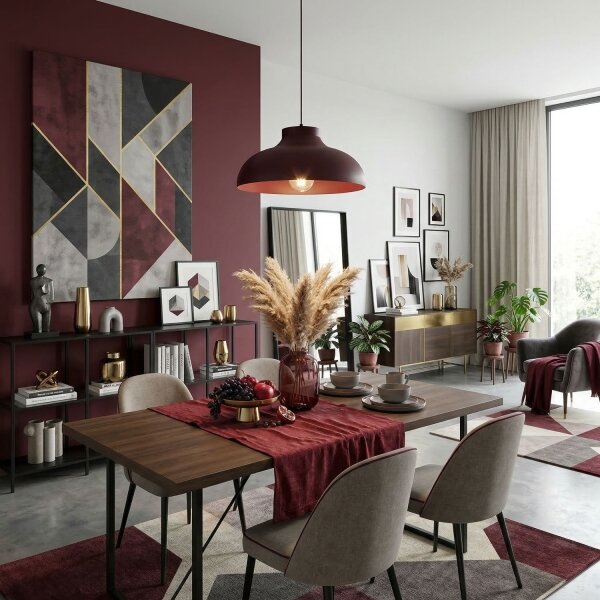 Candelabru suspendat pe cablu BASCA 1xE27/15W/230V vișiniu