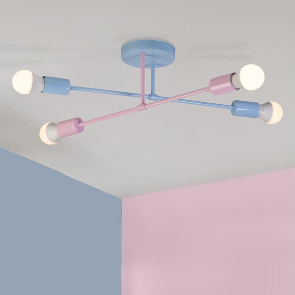 Lustru aplicat CAMBRIDGE 4xE27/15W/230V albastru/roz