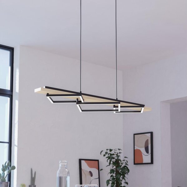 Eglo 901927 - Lustră suspendată pe cablu LED BOYAL 2xLED/13W/230V+LED/16W negru/bej
