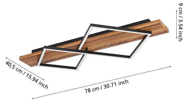 Eglo 901935 - Plafonieră LED BOYA LED/13W/230V + LED/15W negru/maro