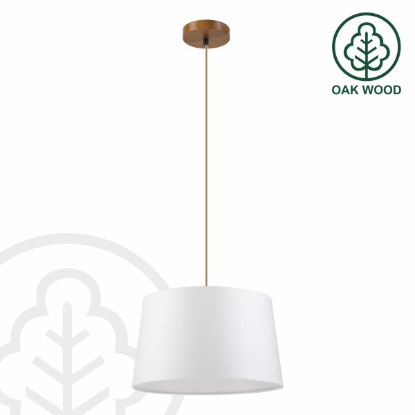 Lustră pe cablu AIDA 1xE27/60W/230V, diam. 35 cm, stejar/maro/alb