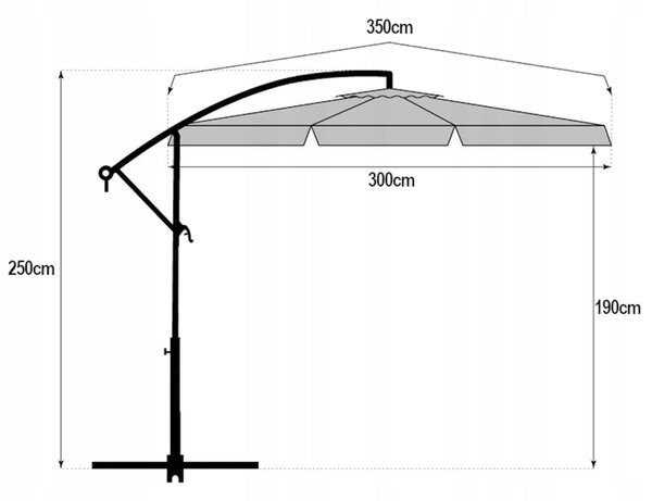 Umbrela de soare pliabila pentru gradina ARCADIA 300 cm, gri