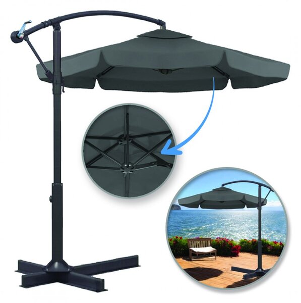 Umbrela de soare pliabila pentru gradina ARCADIA 300 cm, gri