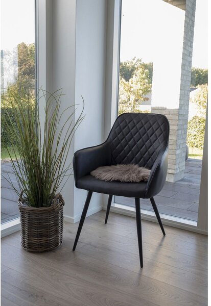 Piele de miel, piele ecologică, pernă de șezut Ø35 cm, culoare crem