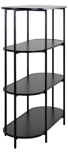 Raft de cărți, raft oval, negru 85x36x111cm