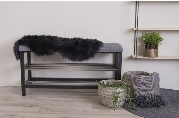 Covor din piele de miel, piele ecologică 50x85 cm, negru