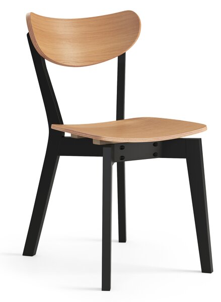 MAZZONI EXPORT ROXY Stejar natural/cadru negru - SCAUN DE LEMN PENTRU SALON SUFRAGERIE BUCĂTĂRIE RETRO