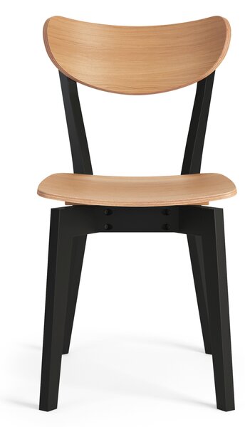 MAZZONI EXPORT ROXY Stejar natural/cadru negru - SCAUN DE LEMN PENTRU SALON SUFRAGERIE BUCĂTĂRIE RETRO