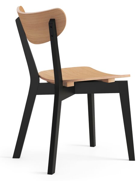 MAZZONI EXPORT ROXY Stejar natural/cadru negru - SCAUN DE LEMN PENTRU SALON SUFRAGERIE BUCĂTĂRIE RETRO
