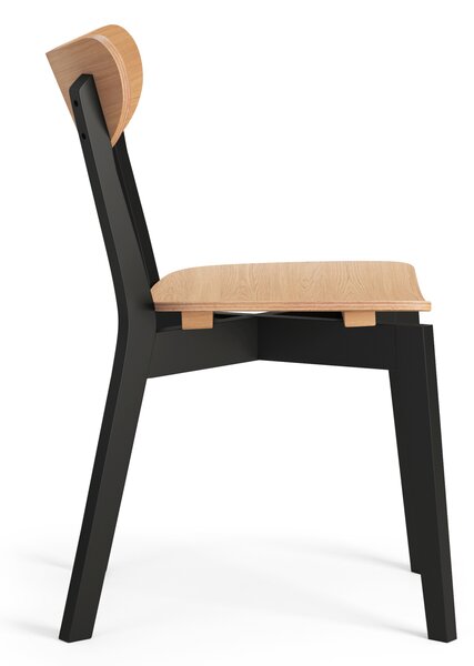MAZZONI EXPORT ROXY Stejar natural/cadru negru - SCAUN DE LEMN PENTRU SALON SUFRAGERIE BUCĂTĂRIE RETRO