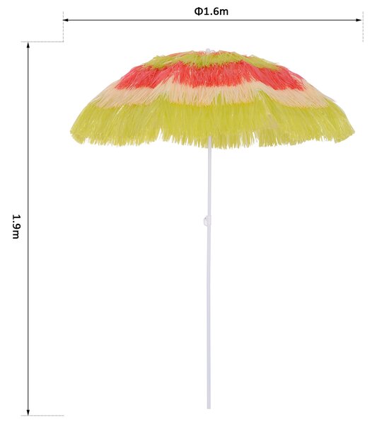 Outsunny Umbrelă Hawaiană Portabilă, Acoperitoare Ø160cm, Impermeabilă, Înălțime până la 180cm