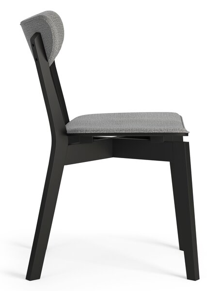 ROXY Gri (material Spirit 15)/cadru negru - SCAUN DE LEMN TAPIȚAT PENTRU SALON SUFRAGERIE BUCĂTĂRIE RETRO