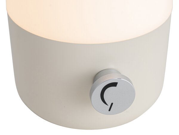 Set de 2 lămpi de masă pentru exterior bej cu alb, inclusiv LED reîncărcabil - Haard