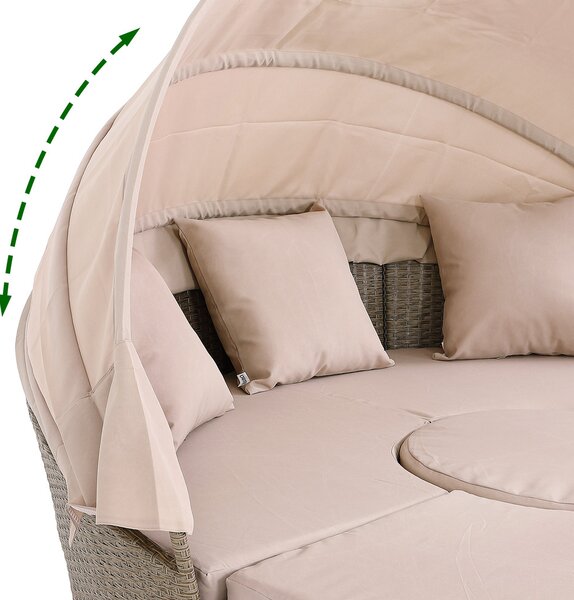 Deuba Sezlong de ratan de gradina LAZY - crem 185 cm
