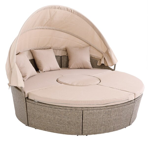 Deuba Sezlong de ratan de gradina LAZY - crem 185 cm