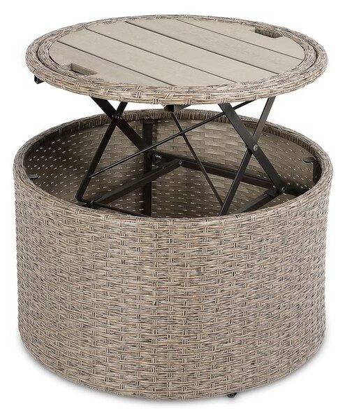 Deuba Sezlong de ratan de gradina LAZY - crem 185 cm