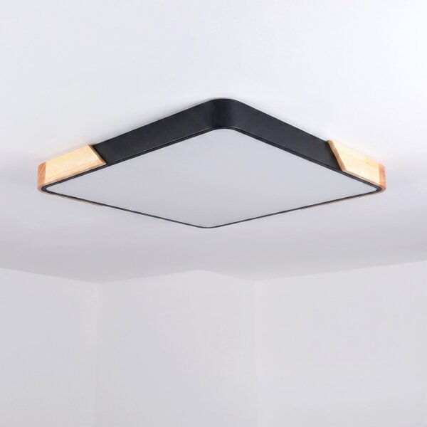 Brilagi - Lampă LED dimabilă PILANA LED/60W/230V stejar/negru 56x56 cm + telecomandă