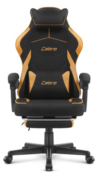 CABRO C502 scaun de gaming din țesătură cu suport pentru picioare, până la 150 kg, negru și portocaliu
