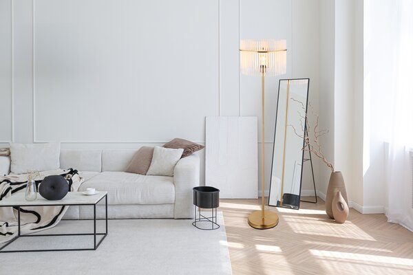 Globo Lighting Gorley lampă de podea 1x60 W alb-transparent-auriu 15698SM