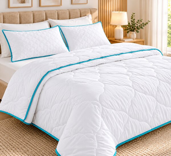 Set Pilotă Matlasată Albă 200x220 cm cu 2 Perne Eco 50x70 cm – Elite Home