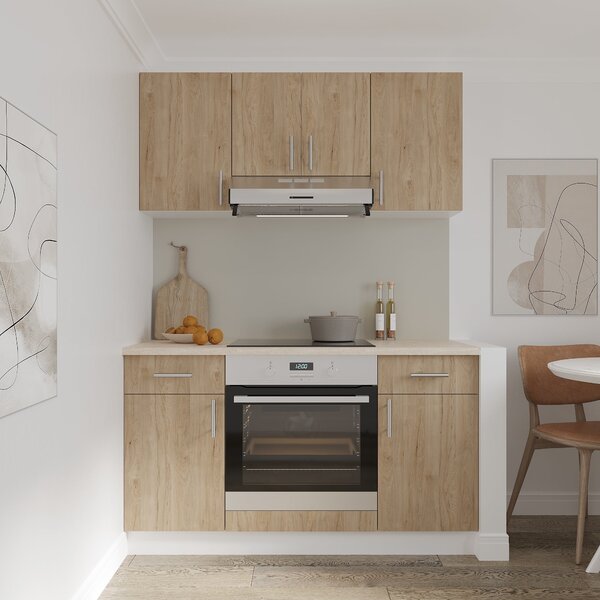 Set haaus V5, Lemn Natural/Alb, Blat Thermo 28 mm, L 140 cm