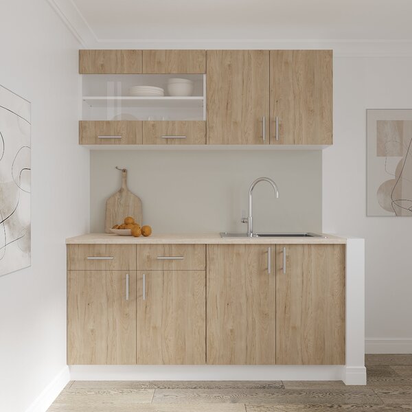 Corp haaus Karo, 2 Usi, Lemn Natural/Alb, 80 x 50 x 80 cm