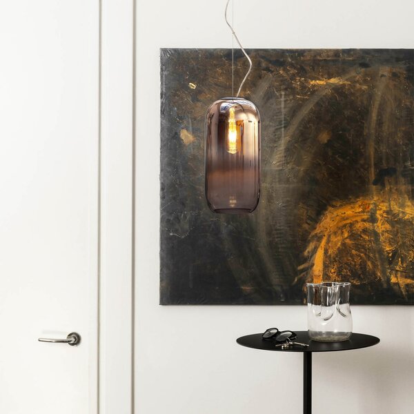 Artemide Gople lampă suspendată, bronz/negru, reglabil, Maro / Rugină, Camera de zi / sufragerie, Sticlă, Design