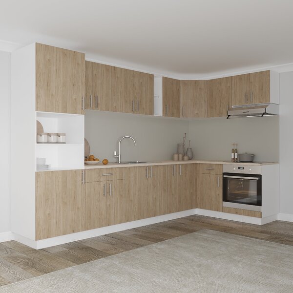 Set haaus V35, Lemn Natural/Alb, Blat Thermo 28 mm, L 320 x 160 cm