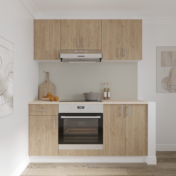 Set haaus V6, Lemn Natural/Alb, Blat Thermo 28 mm, L 160 cm