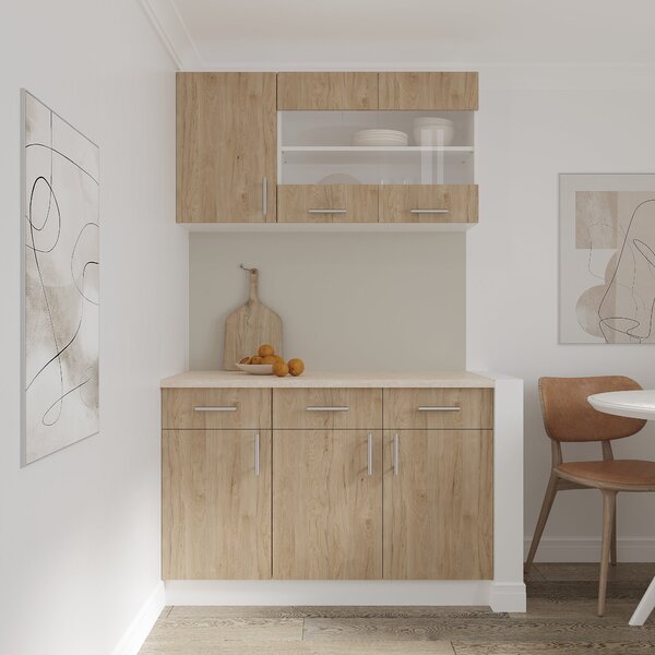 Corp haaus Karo, 2 Sertare, 2 Usi, Lemn Natural/Alb, 80 x 50 x 80 cm