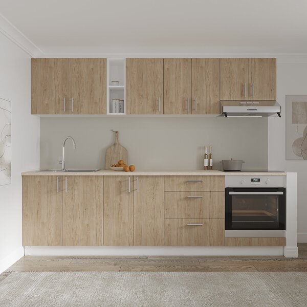 Set haaus V18, Lemn Natural/Alb, Blat Thermo 28 mm, L 260 cm
