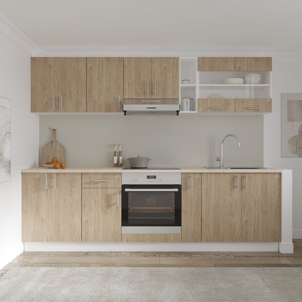Set haaus V19, Lemn Natural/Alb, Blat Thermo 28 mm, L 260 cm